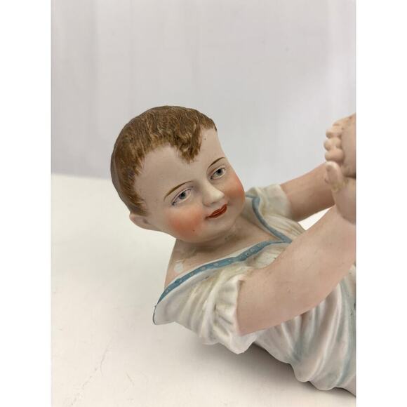 Antique German Bisque Piano Baby on Back Germany 7.5" Long - Picture 10 of 16